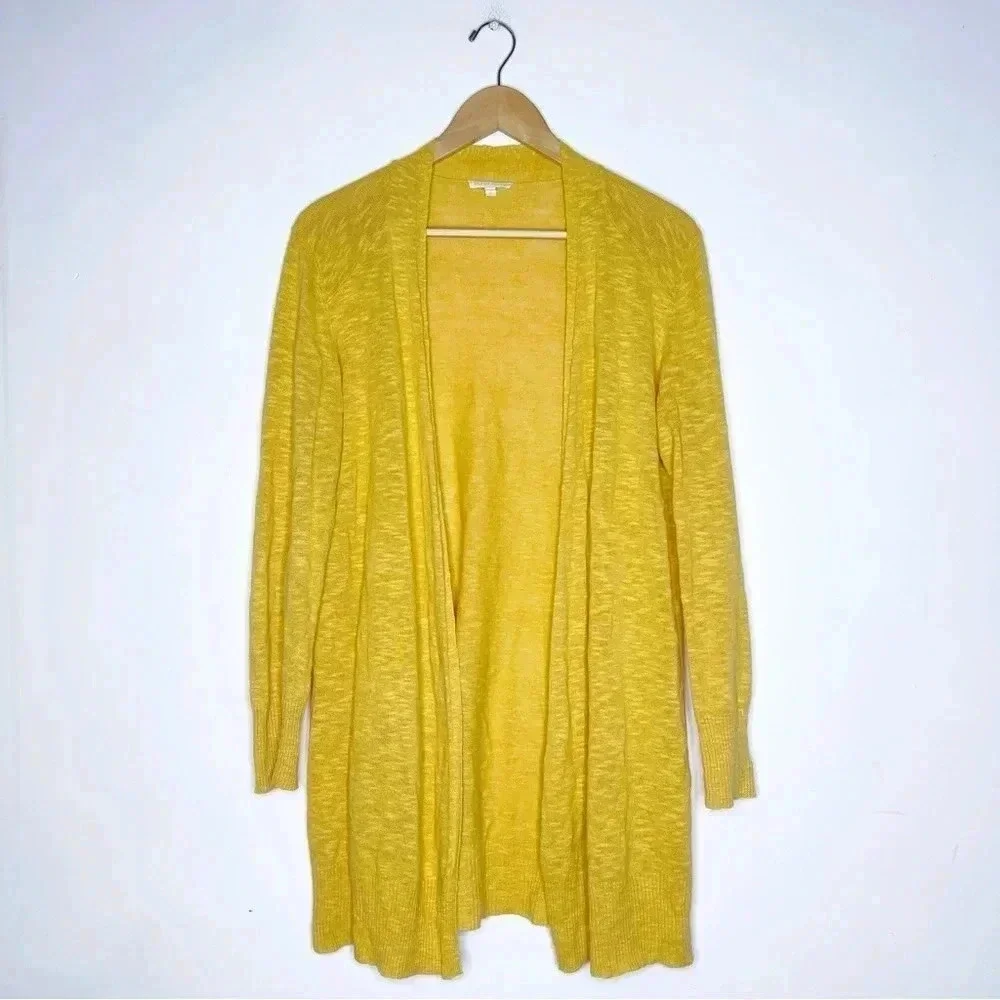 Eileen Fisher Yellow Cotton Linen Cardigan Sweater Size Medium